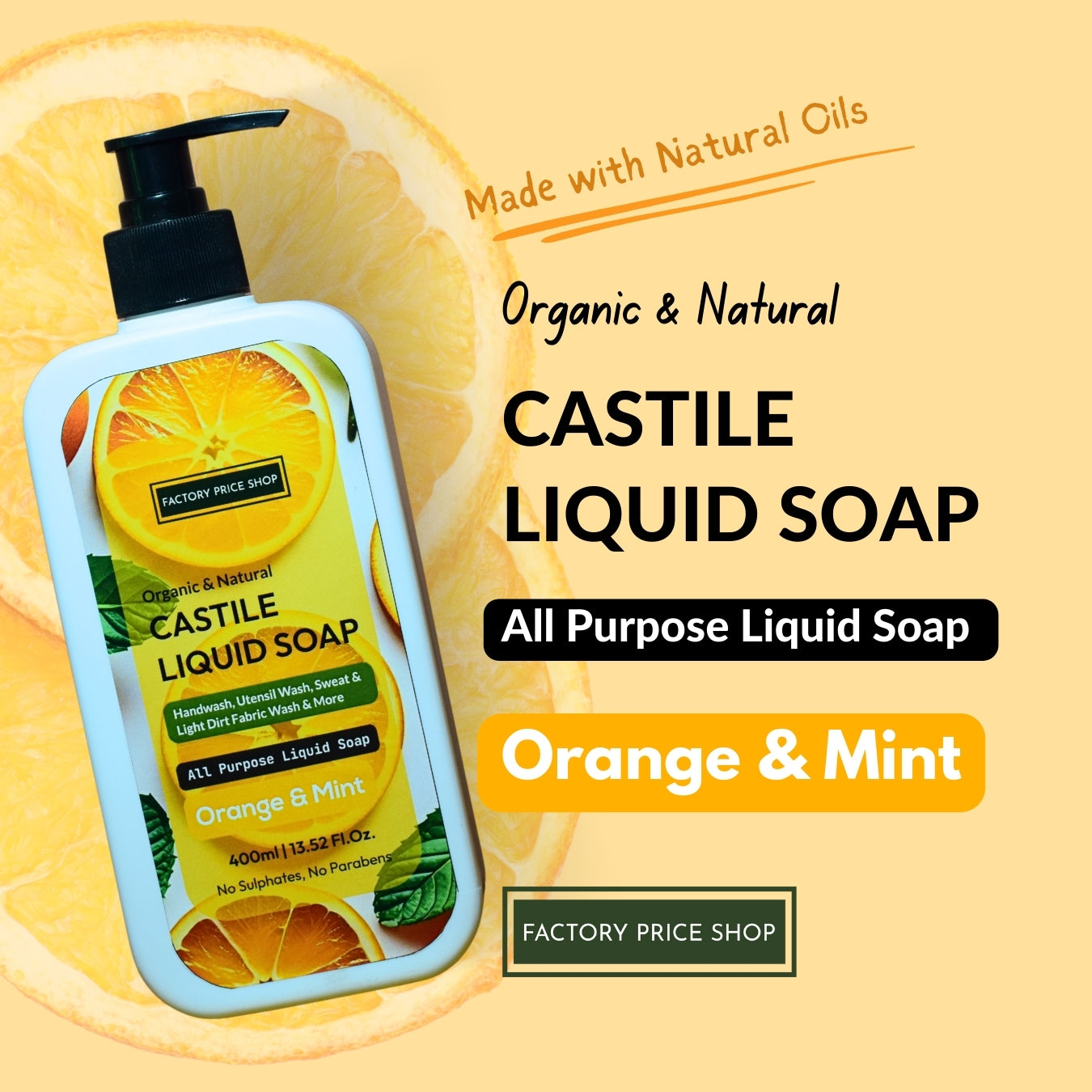 Orange & Mint Castile Liquid Soap
