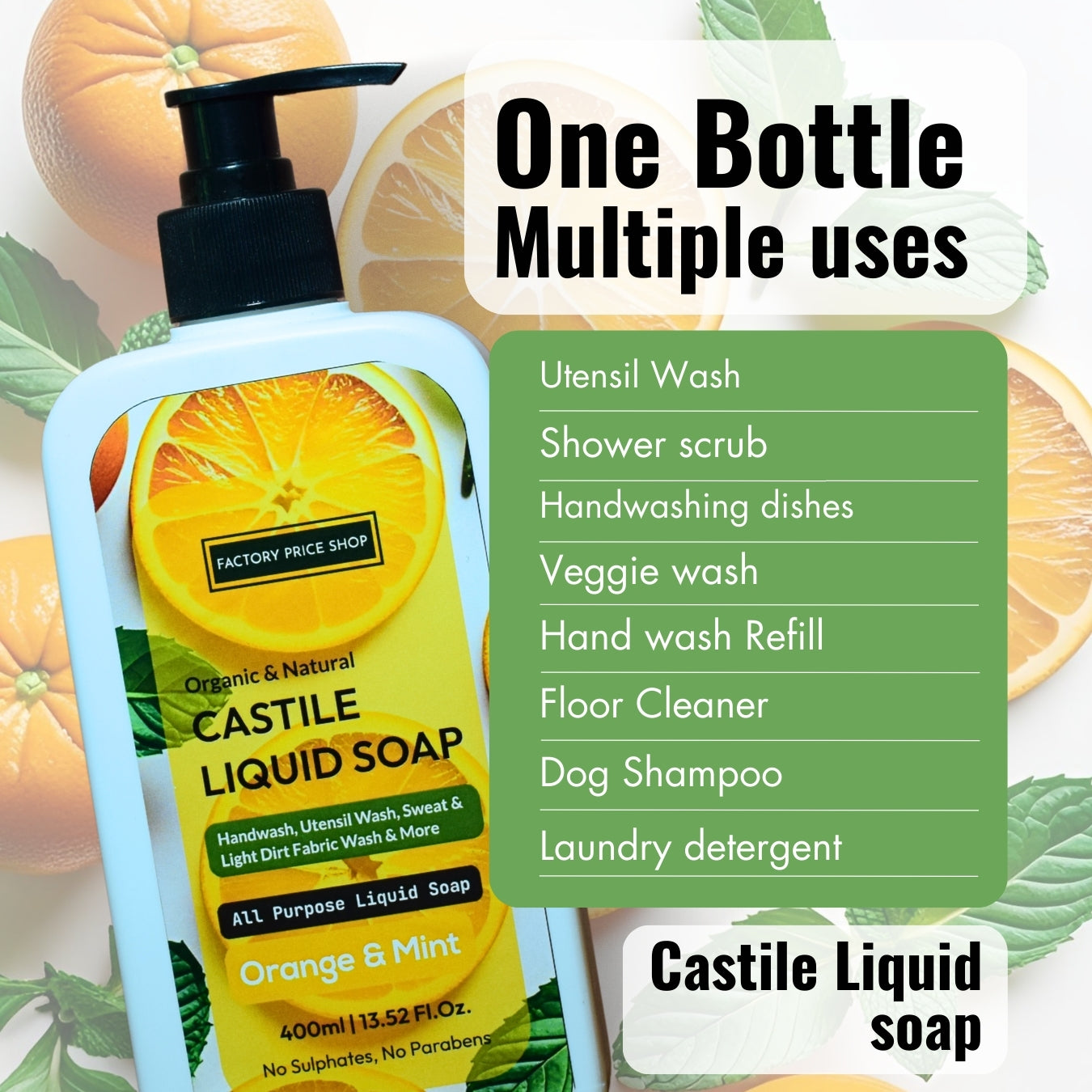 Orange & Mint Castile Liquid Soap