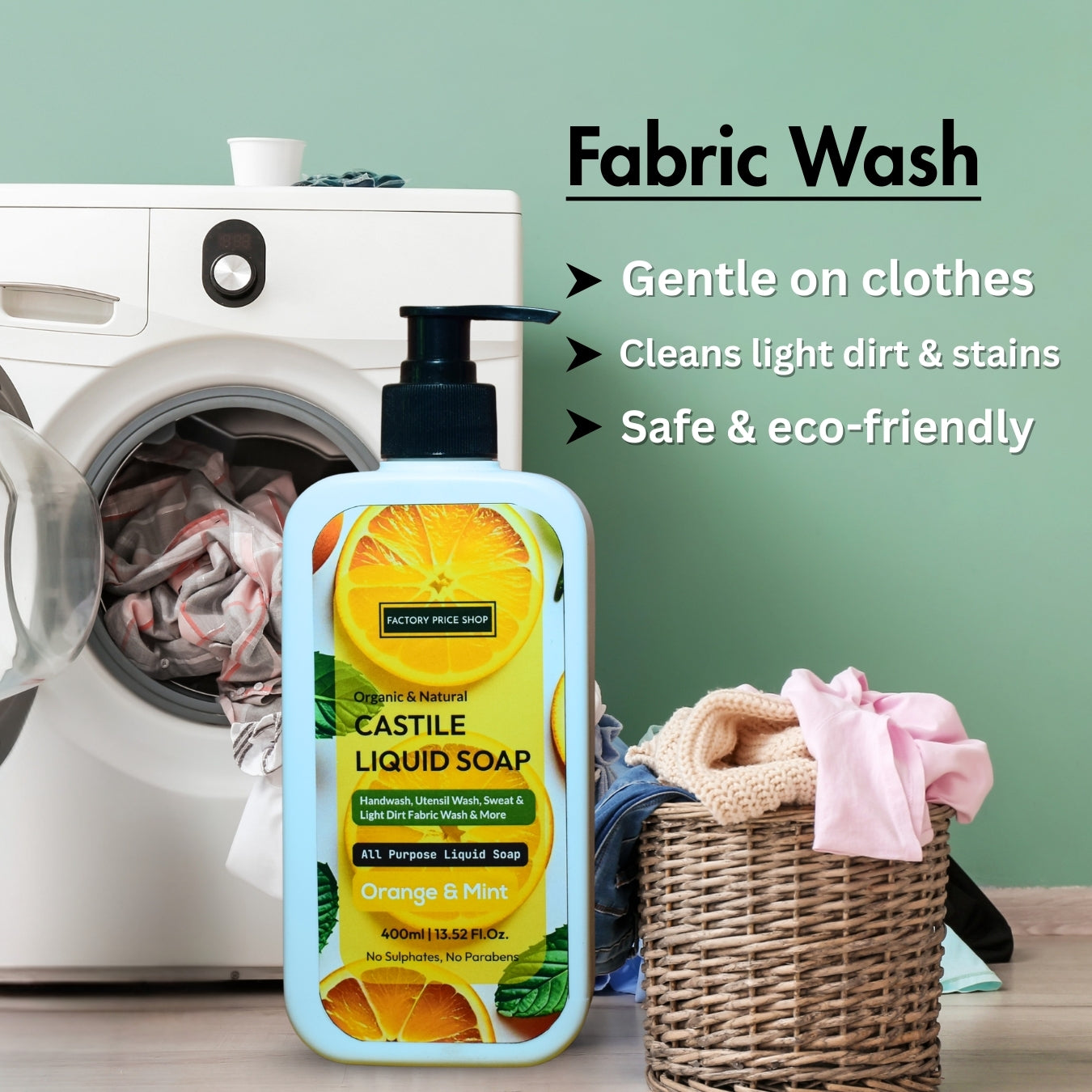 Orange mint castile soap for fabric wash