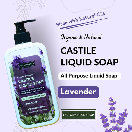 Natural lavender castile soap with plant-based oils for hydrating skincare