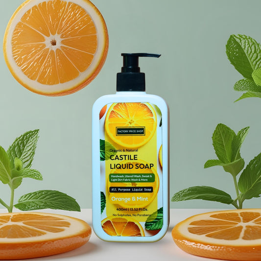 Orange & Mint Castile Liquid Soap for refreshing cleanse