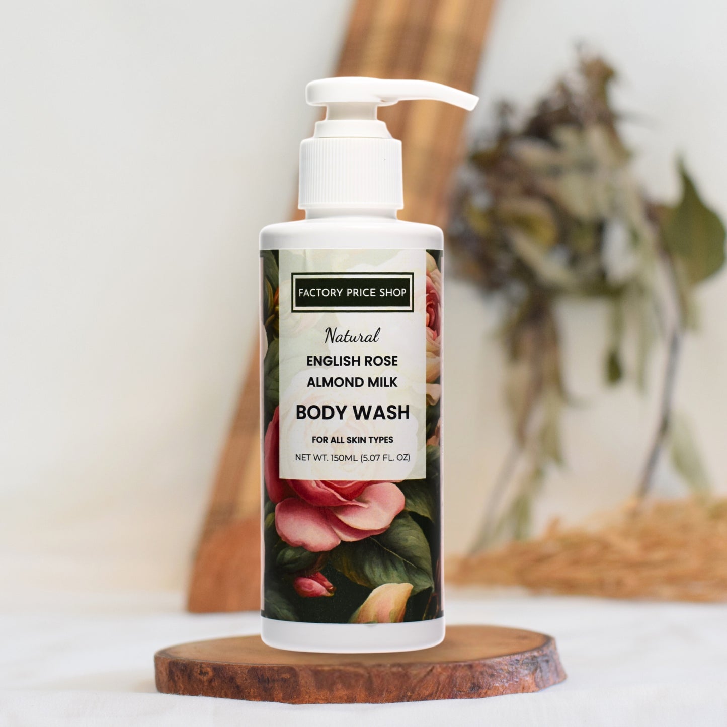 Natural English Rose Almond Milk Body Wash