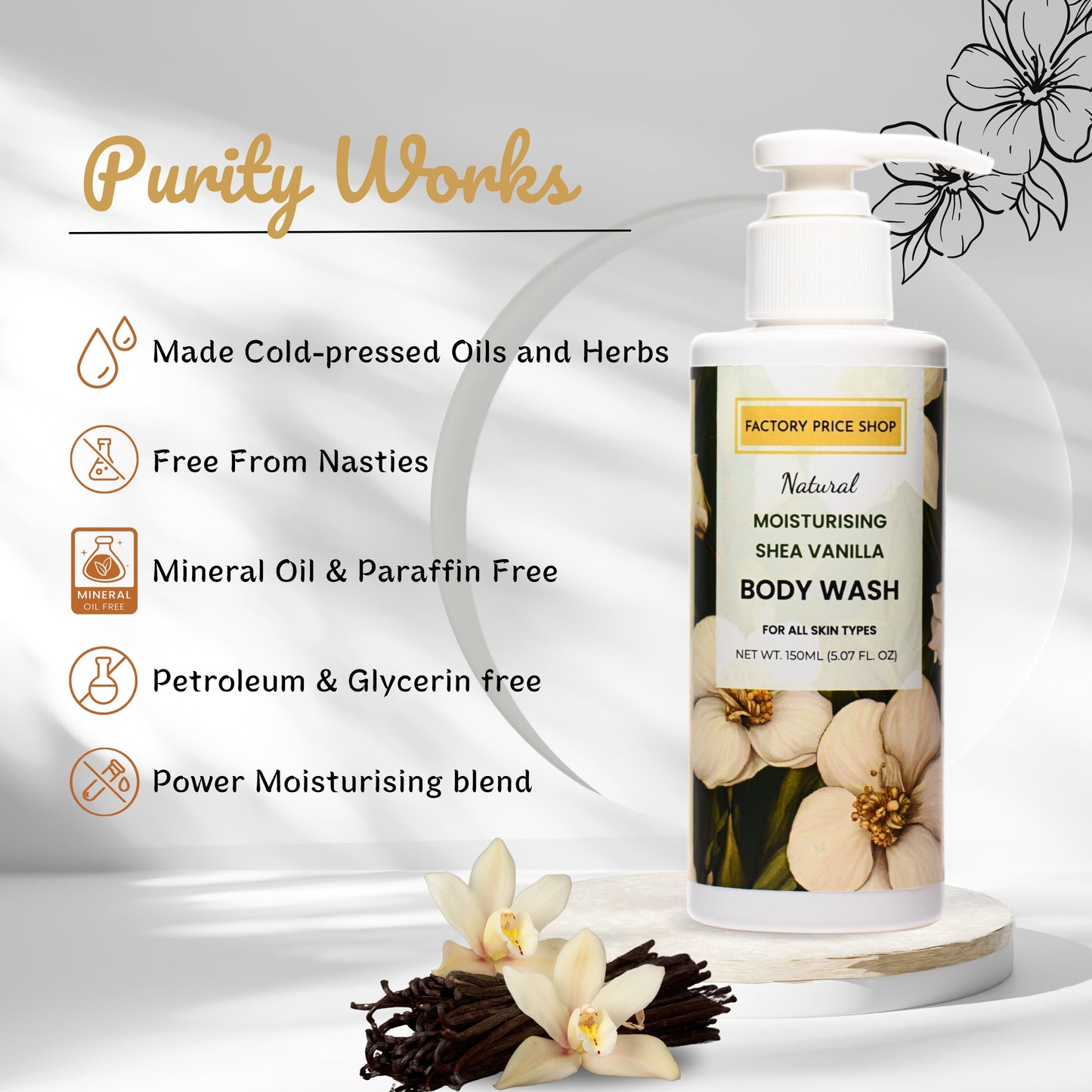 Natural Moisturising Shea Vanilla Body Wash